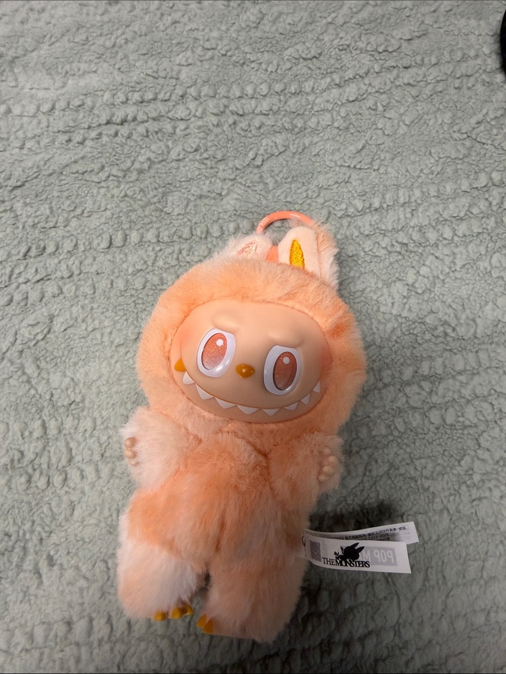 Labubu popmart Plush Keychain - Peach Furry Character
